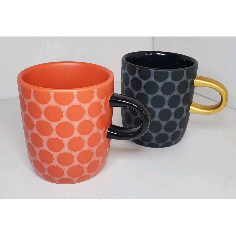 Starbucks Rare 2015 9 oz Polka Dot Mug Set Mod Art Deco Seattle
